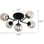 5-Light Semi Flush Mount Ceiling Light Fixture,Modern Glass Pendant Lighting,Black Chandelier for Kitchen Hallway Entryway Island Bedroom Living Room