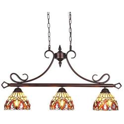 Capulina Tiffany Pool Table Lights 3-Light Dining Room Light Stained Glass Chandelier Hanging Light Victorian Dining Table Lights Vintage Style Chandelier