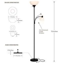 Brightech Sky Dome Plus - Super Bright LED Torchiere & Reading Floor Lamp - Dimmable Modern Standing Pole Lamp for Office, Living Room – Tall Mother-Daughter Lights for Bedroom Night Lighting – Black