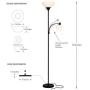 Brightech Sky Dome Plus - Super Bright LED Torchiere & Reading Floor Lamp - Dimmable Modern Standing Pole Lamp for Office, Living Room – Tall Mother-Daughter Lights for Bedroom Night Lighting – Black