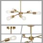 Banato Sputnik Chandelier 6 Lights Modern Hanging Pendant Lighting Industrial Vintage Brushed Brass Ceiling Light Fixture for Dining Room Living Room