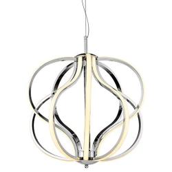 Emliviar Modern LED Chandelier Light Fixture, 30W Pendant Light for Dining Room, Chrome Finish, JE202-LED BN