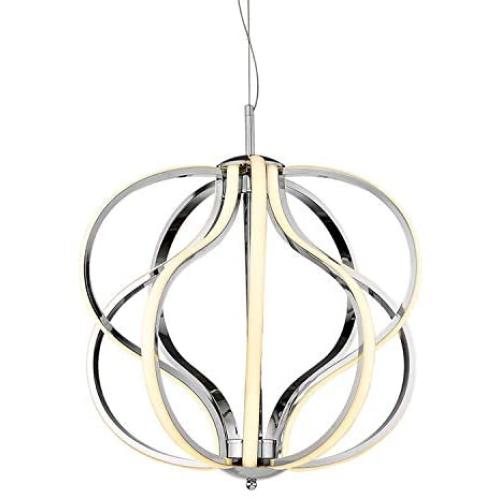Emliviar Modern LED Chandelier Light Fixture, 30W Pendant Light for Dining Room, Chrome Finish, JE202-LED BN