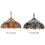 BAYCHEER Vintage Lovely Hanging Lamp 2 Lights Tiffany Pendant Lamp with Vibrant Stained Glass Shade for Dining Room, Kitchen Island, Bedroom