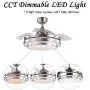 42'' Modern Retractable Ceiling Fan with Dimmable LED Light and Remote Control for Living Room Bedroom Restaurant, Silver Brushed Nickel