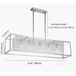 NOXARTE Rectangle Chandelier Lighting Crystal Raindrop Ceiling Pendant Light Fixture for Dining Room Hotel Bedroom