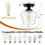Semi Flush Mount Ceiling Light, Industrial Flush Mount Light Fixture with Clear Glass Shade Ceiling Light Fixtures for Hallway, Entryway, Kitchen, Dining Room, Laundry Room (Black+Gold)