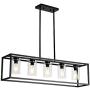 XILICON Dining Room Lighting Fixture Hanging Farmhouse Black 5 Light Modern Pendant Lighting Contemporary Chandeliers with Glass Shade for Living Dining Room Bedroom Kitchen Island