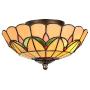 LITFAD Tiffany Stained Glass Style Flush Mount Ceiling Light Fixture in Yellow 10'' Wide 2 Lights Mission Inverted LED Ceiling Lamp for Bedroom, Kitchen Island, Corridor
