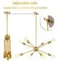 Modern Sputnik Chandeliers 8 Lights - Mid-Century Industrial Brushed Brass Light Fixture for Kitchen Living Room,Dining Room, Restaurant