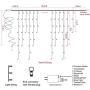WATERGLIDE 360 LED Christmas Icicle Lights Outdoor Dripping Icicle String Light, 29.5ft 8 Modes Curtain Fairy Lights with 60 Drops, Indoor Xmas Holiday Wedding Party Decorations, Cool White