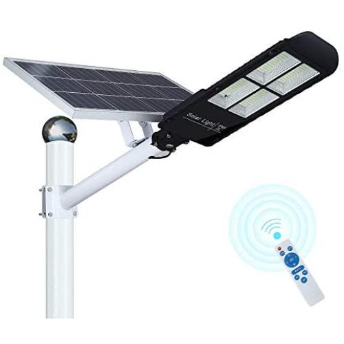 300w Solar Street Light Outdoor Dusk to Dawn, Flood Lights with Remote Control, 486 LEDs, Super Bright, Waterproof Security LED Pole Light for Yard, Garden, Pathway (Mounting Brackets Included)