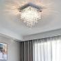 FRIXCHUR Mini Crystal Chandelier Modern Raindrop Ceiling Lighting Flush Mount Pendant Light Fixture for Bedroom Living Room Hallway Dining Room,E12 x 4 Lights