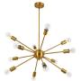 Mid Century Sputnik Chandeliers 12 Light Brushed Brass Modern Pendant Lighting Industrial Gold Bronze Vintage Ceiling Light Fixture for Kitchen Island Farm Living Room Bedroom Foyer