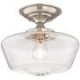 Schoolhouse Floating Ceiling Light Semi Flush Mount Fixture Brushed Nickel 12'' Wide Clear Glass for Bedroom Kitchen Living Room Hallway Bathroom - Regency Hill Schoolhouse Floating Ceiling Light Semi Flush Mount Fixture Brushed Nickel 12'' Wide Clear Glass for Bedroom Kitchen Living Room Hallway Bathroom - Regency Hill