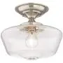 Schoolhouse Floating Ceiling Light Semi Flush Mount Fixture Brushed Nickel 12'' Wide Clear Glass for Bedroom Kitchen Living Room Hallway Bathroom - Regency Hill