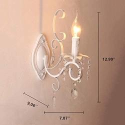 LAKIQ Indoor Wall Lighting Modern Crystal Wall Sconce European Style with Candle Shape Bedside Wall Lamp for Living Room Bedroom Dining Room (1-Light)