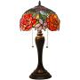 Tiffany Lamp Antique Style Stained Glass Table Light W12H22 Inch Red Rose Lampshade S001 WERFACTORY LAMPS Lover Parents Kids Girlfriend Living Room Bedroom Study Office Coffee Bar Desk Art Crafts Gift