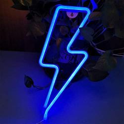 Orgrimmar Neon Light Lightning Bolt Blue LED Neon Signs Decorative Wall Light Battery and USB Powered Night Light for Bedroom, Bar, Wedding, Christmas Decoration (Blue)