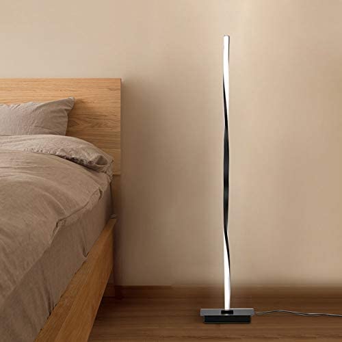 Modern LED Spiral Floor Lamp 48'' Tall Dimmable Standing Table Lamp Bright Lighting Contemporary Indoor Pole Lamp for Living Room Bedrooms Offices (Black)