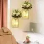 Mason Jar Wall Candlestick Lighting, Home Decoration, Living Room, Bathroom, Hanging Retro Wall Closet 6 Hours LED Lighting with Remote Control(2 Sets)