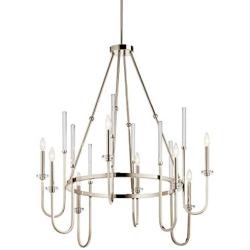 Kichler 52210PN Kadas Chandelier, 8-Light 480 Total Watts, Polished Nickel