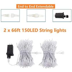 KAQ 2Pack Total 300LED Extendable String Lights Indoor/Outdoor, Super Bright Christmas Lights with 8 Modes, More Durable Decorative String Lights for Xmas Tree Garden Patio Wall Decor (Warm White)