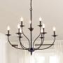Maxax Farmhouse Lighting 9 Lights French Country Chandelier in Black Finish for Kitchen Island Pendant for Dining Room, Bedroom