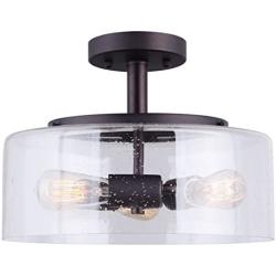 Canarm LTD ISF633A03ORB Nash 3 Bulb Semi-Flush Mount, Oil Rubbed Bronze with Seeded Glass, 3 Light