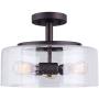 Canarm LTD ISF633A03ORB Nash 3 Bulb Semi-Flush Mount, Oil Rubbed Bronze with Seeded Glass, 3 Light
