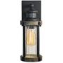 MOTINI Outdoor Dusk to Dawn Wall Lantern Lamp with Motion Sensor, Textured Black Rustic Wall Light with Clear Ribbed Glass, 60W, ST58 Bulb Included, ETL Listed