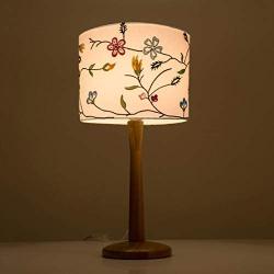 XIAOPING Table Lamp Solid Wood Lamp Body Embroidered Fabric Lampshade Classic Button Switch Living Room, Reading, Coffee Table, Hotel, Corner Lamp