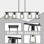 MELUCEE 5-Light Kitchen Island Lighting Farmhouse Dining Room Lighting Fixtures Hanging Black Finish with Metal Open Cage, Linear Chandeliers Industrial Pool Table Light