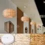 Rattan Pendant Light, Bamboo Shades Creative Bird Nest Wooden Hanging Ceiling Lamp Pendant Light Cover, Chandelier Light for Kitchen Island, Dining Room,Bar, Coffee Shop, Hallway (with no Bulb) (40CM)