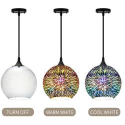 FRIDEKO HOME Industrial Modern 3D Colourfull Glass Pendant Light 9.8 inch Fireworks Globe Ball Style Hanging Lamp Creative Lighting Fixture for Island Kitchen Dining Room Restaurant Decor use E26 Bulb