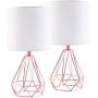 CO-Z Modern Table Lamps for Living Room Bedroom Set of 2, Rose Gold Desk Lamp with Hollowed Out Base and White Fabric Shade, Bedside Lamps for Nightstand Accent. (Pink)