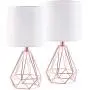 CO-Z Modern Table Lamps for Living Room Bedroom Set of 2, Rose Gold Desk Lamp with Hollowed Out Base and White Fabric Shade, Bedside Lamps for Nightstand Accent. (Pink)