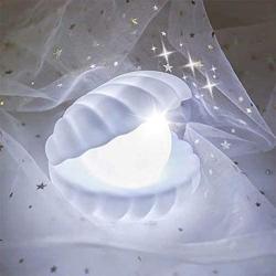 Shell Pearl Night Light Bedside Night Lamp Bedroom Light Clamshell Mist Night Lights Streamer Mermaid Fairy Shell Night Lamp for Christmas Gift Decoration MODOAO (White)