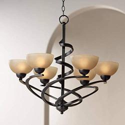 Dark Mocha Chandelier 27 1/2'' Wide Swirling Ribbon Rustic Amber Glass 6-Light Fixture for Dining Room House Foyer Kitchen Island Entryway Bedroom Living Room - Franklin Iron Works