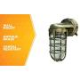 Woods L1707SVAB Traditional 100W Incandescent Weather Industrial Light, Suitable for Indoor and Outdoor Use, Wall Mount, Metal Die Cast Construction and Tempered Glass Lens, Antique Brass