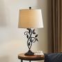 Maxax Traditional Table Lamp with Linen Fabric Shade Set of 2 for Living Room and Bedroom, Black
