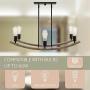 Kira Home Hazel 31.5'' 6-Light Large Rustic Farmhouse Kitchen Island Light Fixture, Curved Smoked Birch Wood Style Frame + Black Finish