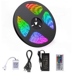 LED Light Strip, 16.4ft Music Sync Color Changing RGB LED Light Strips 5050, With 44-Key Smart Bluetooth Remote Control, Led Lights for Bedroom Controlled by Bluetooth WiFi APP for Home Decoration