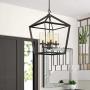 Emliviar 4-Light Dining Room Chandelier, Farmhouse Cage Pendant Hanging Light, Oil Rubbed Bronze Finish with Clear Glass Shade, YE19109-4 ORB