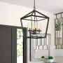 Emliviar 4-Light Dining Room Chandelier, Farmhouse Cage Pendant Hanging Light, Oil Rubbed Bronze Finish with Clear Glass Shade, YE19109-4 ORB
