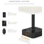 COZOO USB Bedside Table & Desk Lamp with 3 USB Charging Ports and 2 Outlets Power Strip,Square Black Charger Base with Flaxen Fabric Shade, LED Light for Bedroom/Nightstand/Living Room