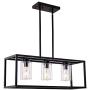 XILICON Dining Room Lighting Fixture Hanging Farmhouse Black 3 Light Modern Pendant Lighting Contemporary Chandeliers with Glass Shade for Living Dining Room Bedroom Kitchen Island