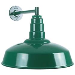 Straight Arm Barn Light | The Gardena Standard Warehouse Steel Dome | Barn Lighting and Farmhouse Lighting | Made in America (11'' Straight Arm, Green)