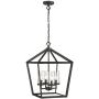 Emliviar 4-Light Dining Room Chandelier, Farmhouse Cage Pendant Hanging Light, Oil Rubbed Bronze Finish with Clear Glass Shade, YE19109-4 ORB
