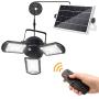 Solar Lights Outdoor, KUFUNG 3 Leaf Solar Pendant Light with Adjustable Multi-Position Panels, Waterproof Solar lamp with Remote Control, for Garage, Deck, Fence, Patio, Shed, Tent(NO Sensor)